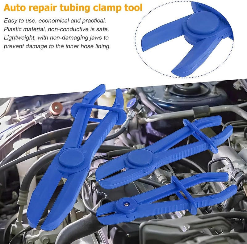 zipelo Hose Clamp Pliers, 6 Pack 3 Size Line Pinch Clamps Set, Plastic Hose Pinching Off Pliers for Automotive Radiator, Brake, Gas, Coolant Hoses and Fuel Lines, Vehicle Tools Car Accessories (Blue) - Image 4